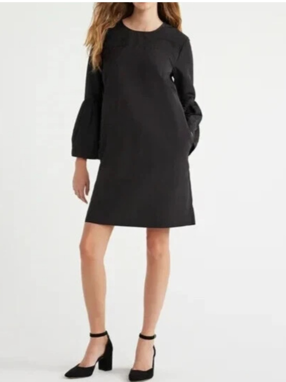 Free Assembly Bell-Sleeve Mini Shift Dress Black Small